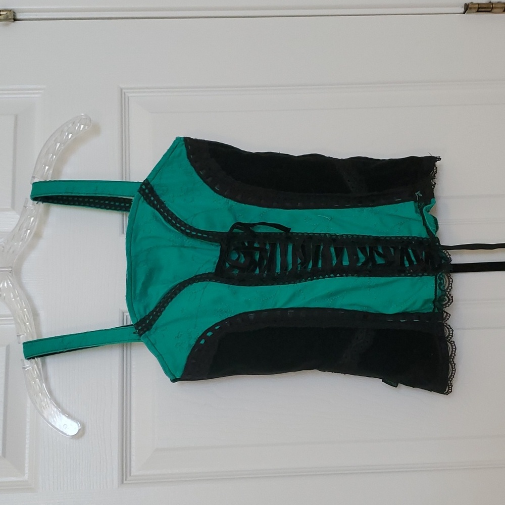 Tripp NYC green Corset size Small w/ floral pattern